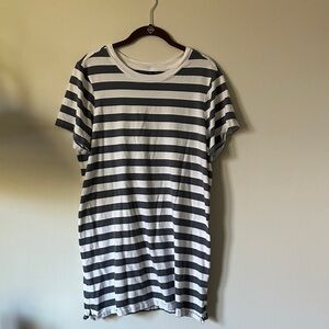 Old Navy Gray and White Striped T-Shirt Dress